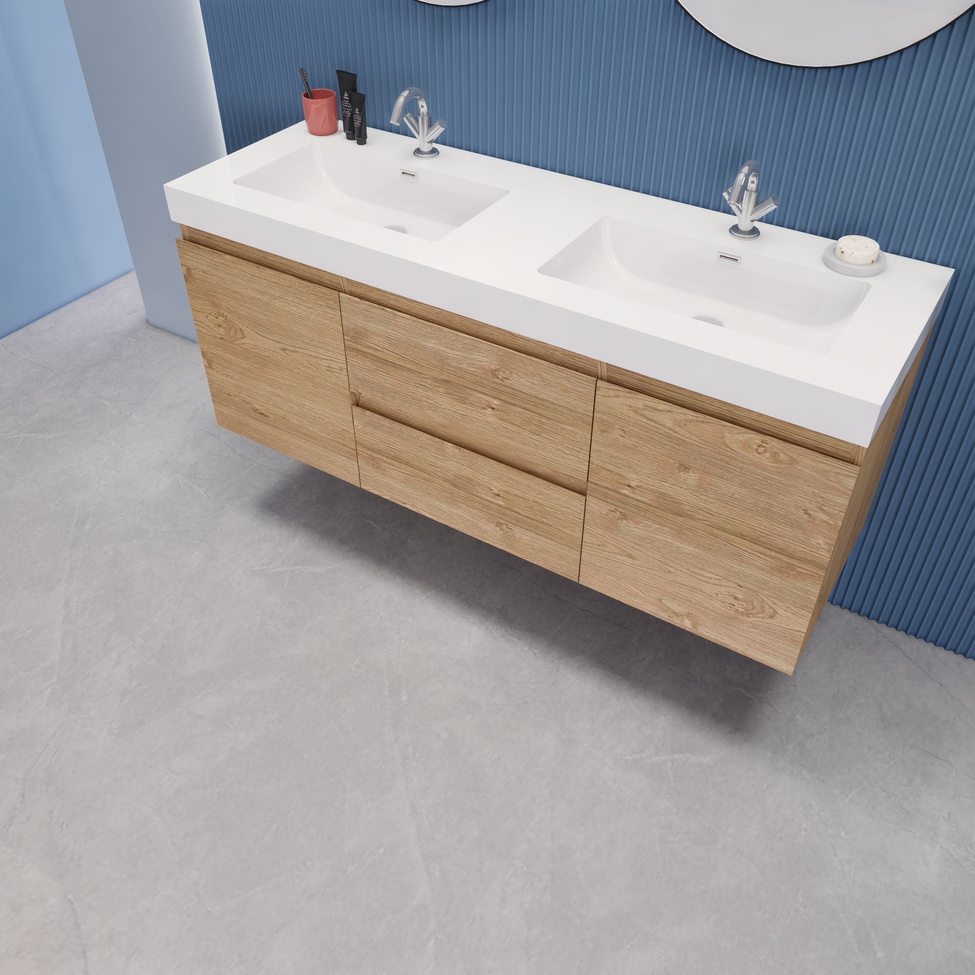 EB2 60 inch Double Floating Modern Bathroom Vanity