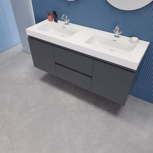 EB2 60 inch Double Floating Modern Bathroom Vanity