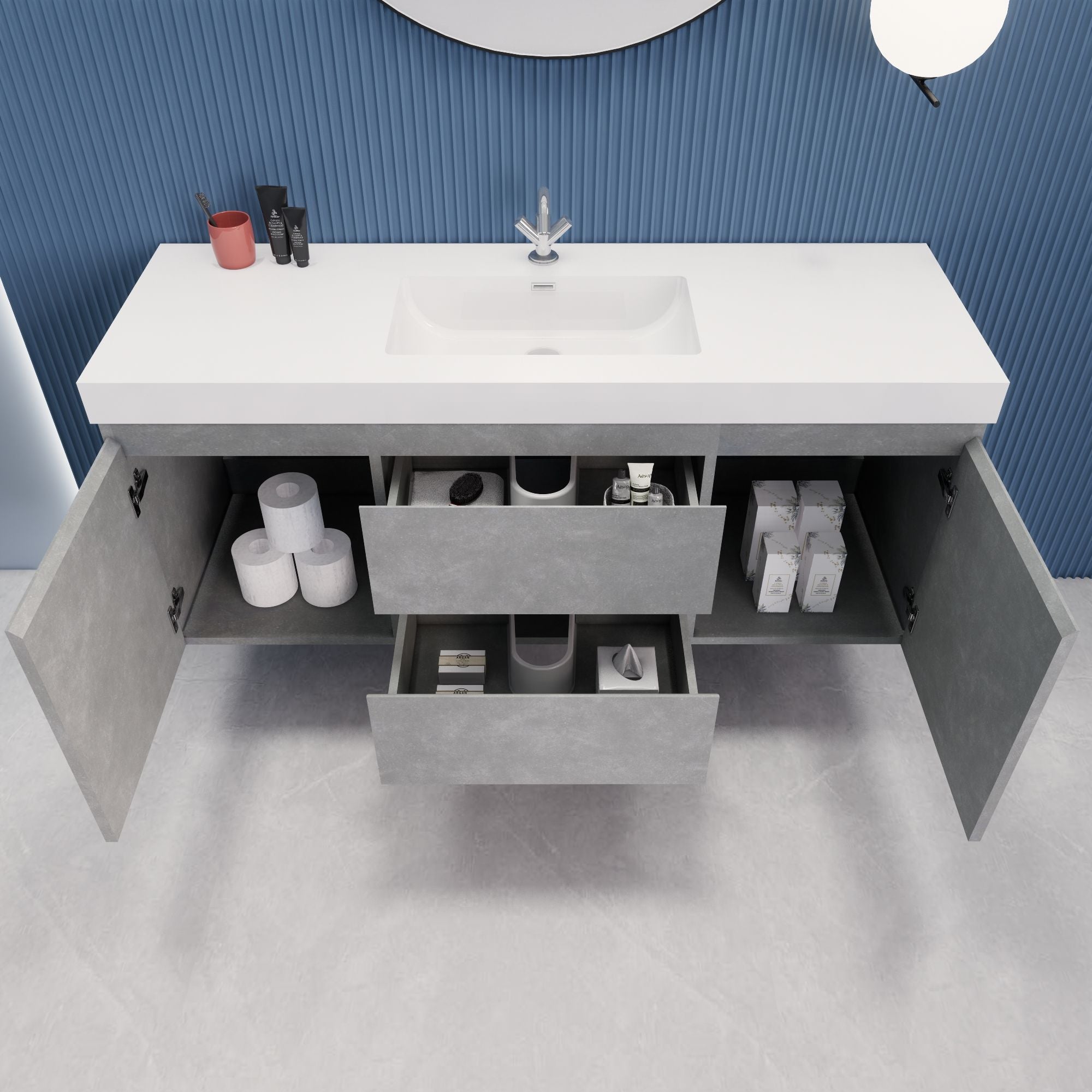 EB2 60 inch Single Floating Modern Bathroom Vanity