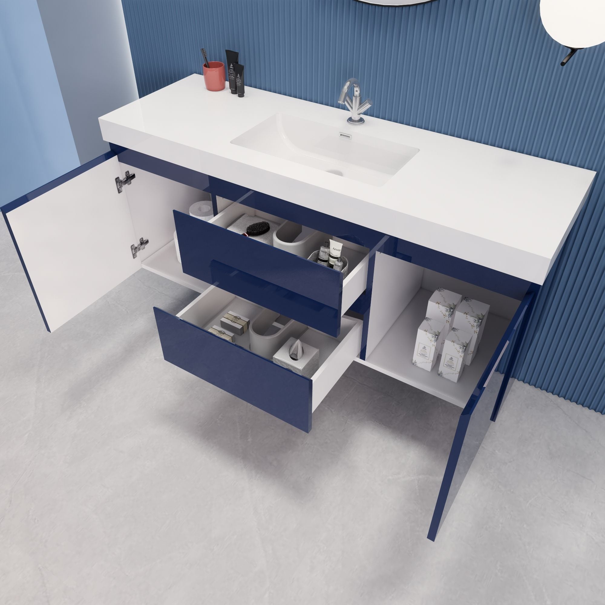 EB2 60 inch Single Floating Modern Bathroom Vanity