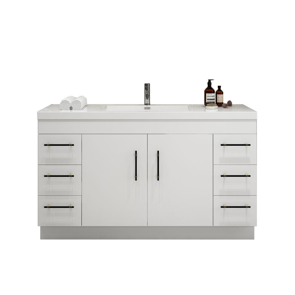 EA2- 60'' SINGLE Sink England Oak Modern Bathroom Vanity W/6 Drawers a –  Elsa Bath Inc