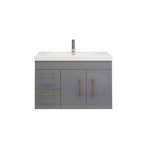 Elsa 36 inch Wall Mounted Modern Bathroom Vanity with Left Side Drawers