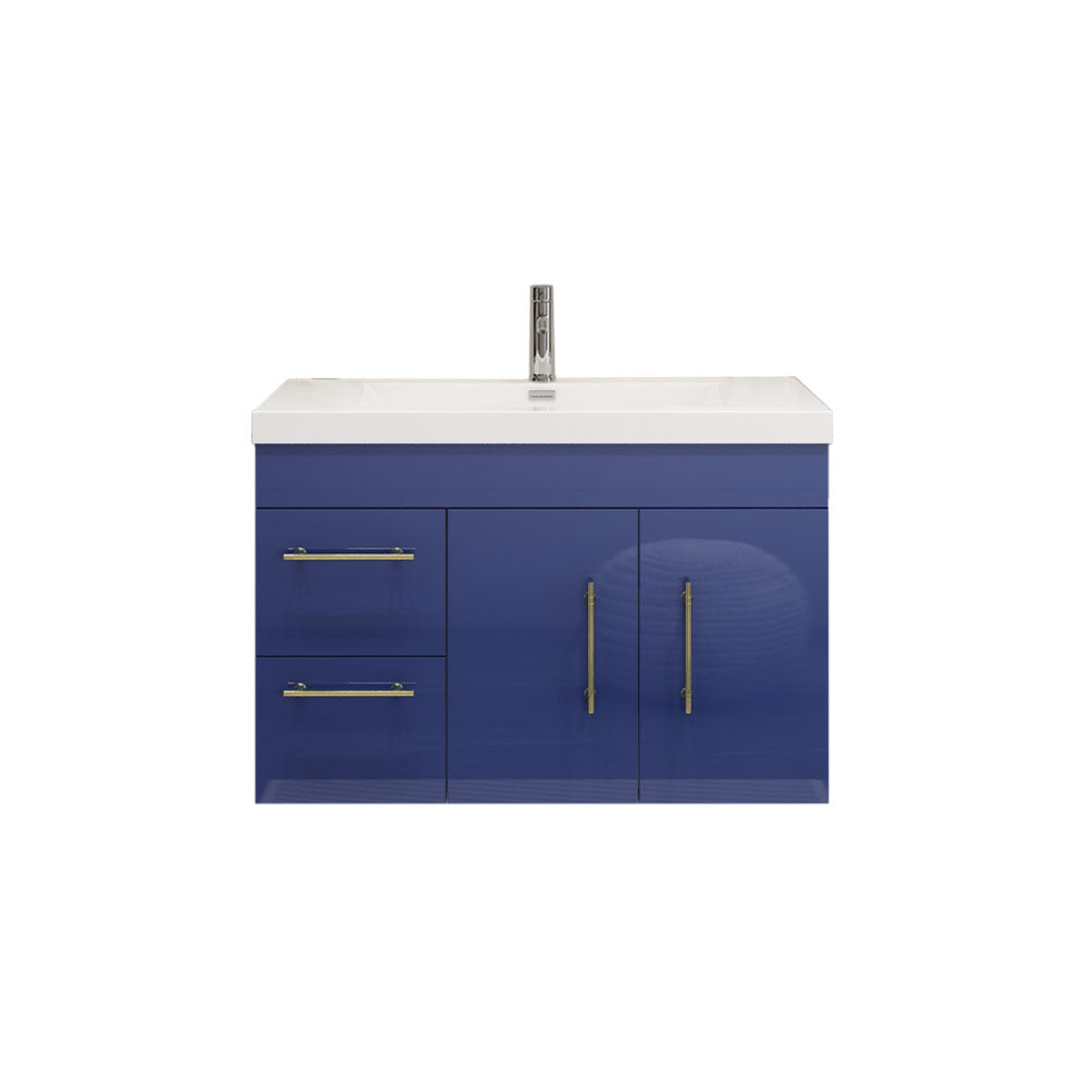 Elsa 36 inch Wall Mounted Modern Bathroom Vanity with Left Side Drawers