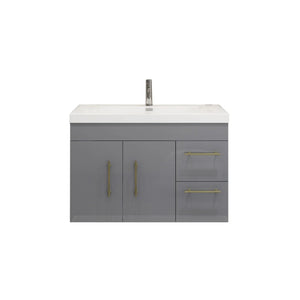 Elsa 36 inch Wall Mounted Modern Bathroom Vanity with Right Side Drawers