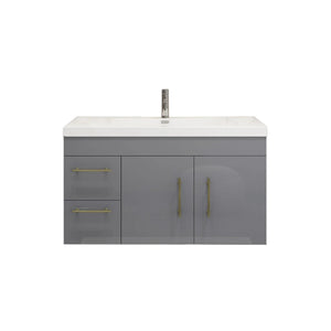 Elsa 42 inch Wall Mounted Modern Bathroom Vanity with Left Side Drawers