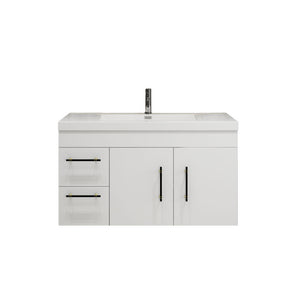 Elsa 42 inch Wall Mounted Modern Bathroom Vanity with Left Side Drawers