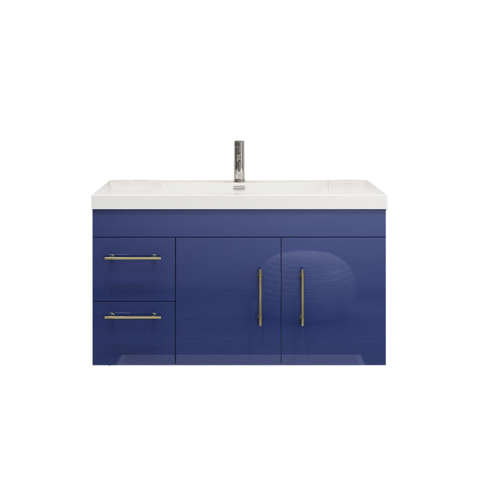 Elsa 42 inch Wall Mounted Modern Bathroom Vanity with Left Side Drawers