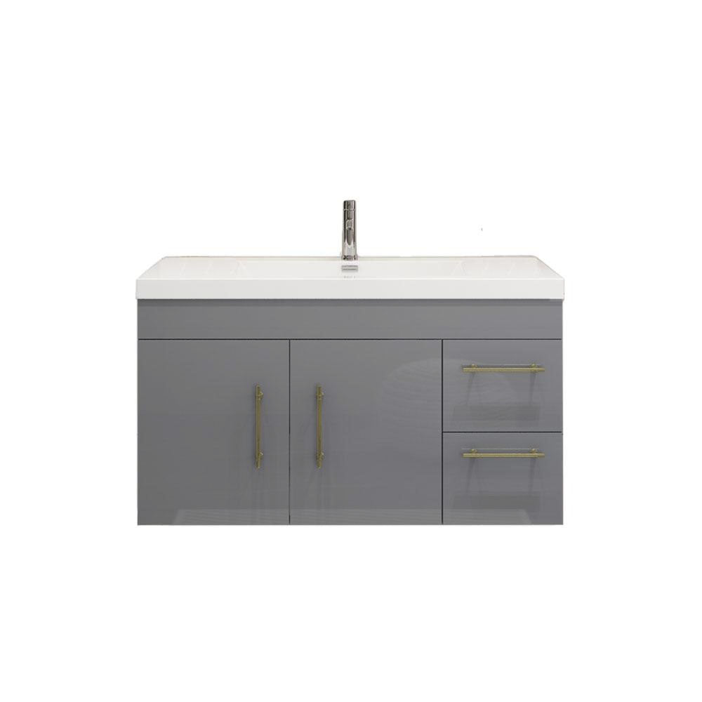 Elsa 42 inch Wall Mounted Modern Bathroom Vanity with Right Side Drawers