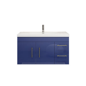 Elsa 42 inch Wall Mounted Modern Bathroom Vanity with Right Side Drawers