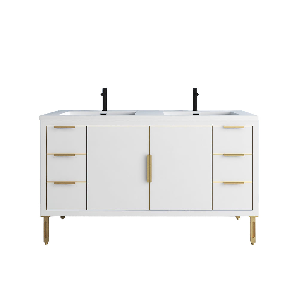 ELSA 60 WALL MOUNTED VANITY WITH SINGLE ROYAL WHITE ACRYLIC SINK (RIGHT  SIDE) (ELSA60SRWH), 60 Inch Bathroom Vanity Single Sink, Modern Farmhouse  Contemporary Wall Mounted Vanity